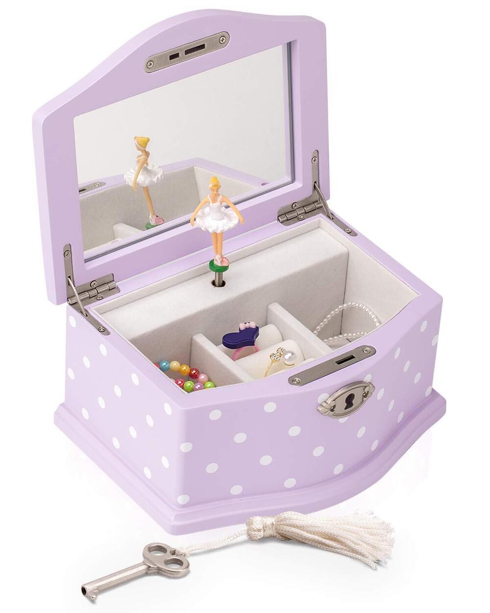 8214 Elle Jewelry Box - Ballerina Jewelry Organizer and Swan Lake Wind-Up